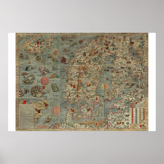 Poster Mapa do Velho Mundo "Carta Marina" (Frente)