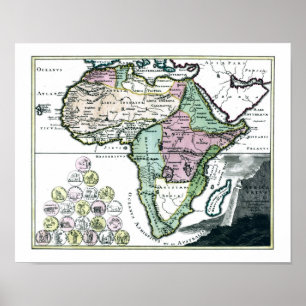 Póster Mapa do Vetus 1720 Africa