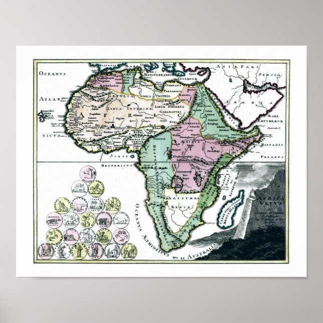 Póster Mapa do Vetus 1720 na África (Frente)
