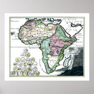Póster Mapa do Vetus 1720 na África