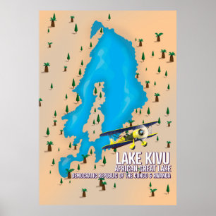 Poster Mapa do viagem do lago Excelente do lago de Kivu.