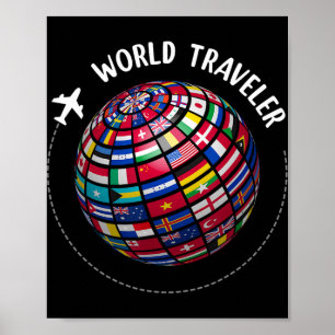 Poster Mapa do Viajante Mundial, Bandeiras do Viajante Mu