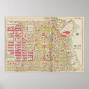 Poster Mapa do Vintage Brooklyn   George Washington Broml