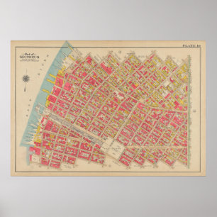 Poster Mapa do Vintage Brooklyn   George Washington Broml