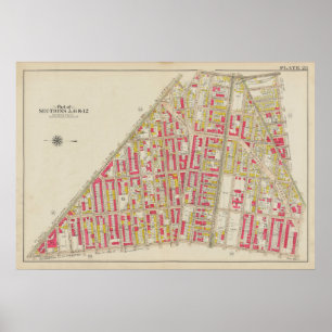 Poster Mapa do Vintage Brooklyn   George Washington Broml