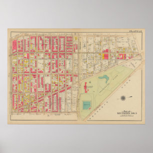 Poster Mapa do Vintage Brooklyn   George Washington Broml