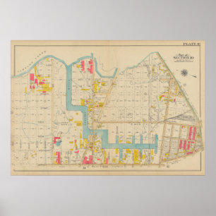 Poster Mapa do Vintage Brooklyn   George Washington Broml