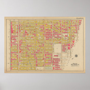 Poster Mapa do Vintage Brooklyn   George Washington Broml