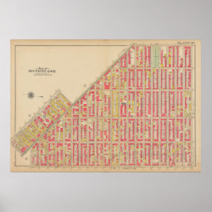 Poster Mapa do Vintage Brooklyn   George Washington Broml