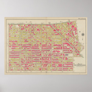 Poster Mapa do Vintage Brooklyn   George Washington Broml