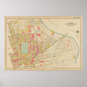 Poster Mapa do Vintage Brooklyn   George Washington Broml