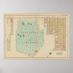 Poster Mapa do Vintage Brooklyn   George Washington Broml