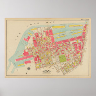 Poster Mapa do Vintage Brooklyn   George Washington Broml