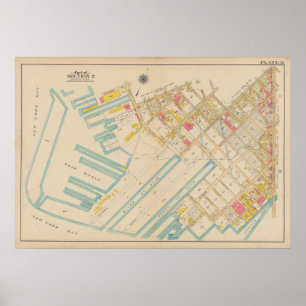 Poster Mapa do Vintage Brooklyn   George Washington Broml