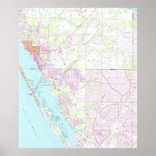 Póster Mapa do vintage da cidade FL de Englewood & de