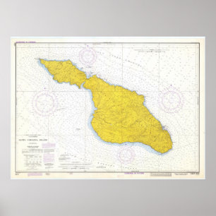 Poster Mapa do vintage da ilha CA de Catalina do papai