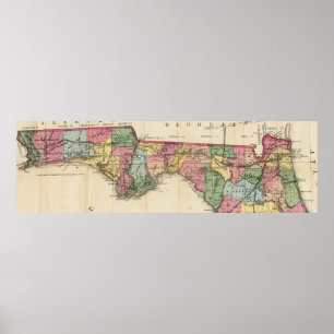 Póster Mapa do vintage da língua de terra de Florida