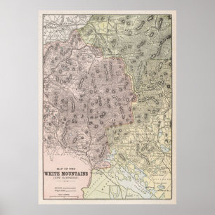 Poster Mapa do vintage da Montanha branca (1901)