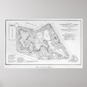 Poster Mapa do vintage da perspectiva Parque (1901)