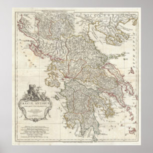 Póster Mapa do vintage da piscina (1794)