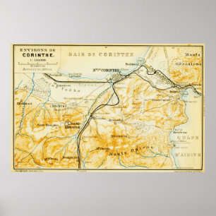 Póster Mapa do vintage da piscina de Corinth (1894)