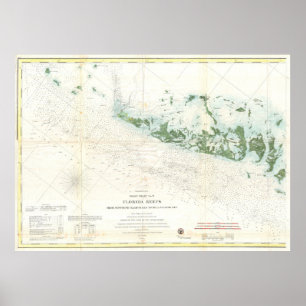 Póster Mapa do vintage das chaves de Florida (1859) 2