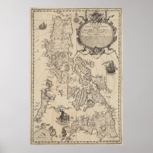 Poster Mapa do Vintage das Filipinas (1744)