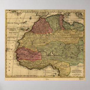 Póster Mapa do vintage de África ocidental (1742)