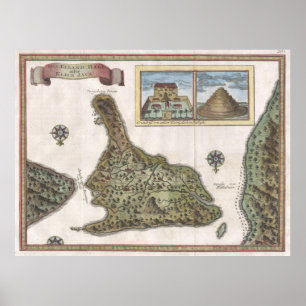 Poster Mapa do vintage de Bali Indonésia (1760)