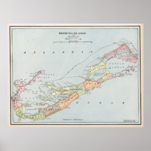 Póster Mapa do vintage de Bermuda (1901)