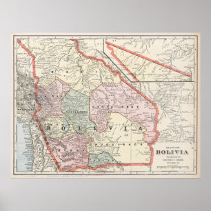 Poster Mapa do vintage de Bolívia (1901)