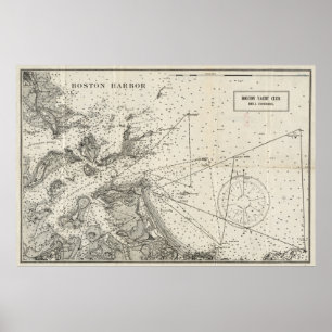 Poster Mapa do vintage de Boston Porto (1903)