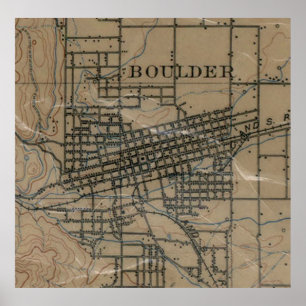 Póster Mapa do vintage de Boulder Colorado (1904)