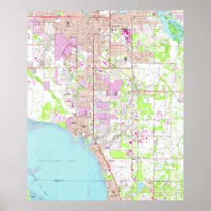 Póster Mapa do vintage de Bradenton Florida (1964)