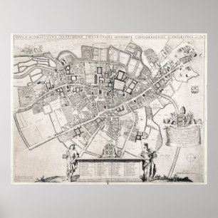 Póster Mapa do vintage de Cambridge Inglaterra (1690)