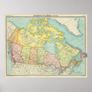 Poster Mapa do vintage de Canadá (1922)