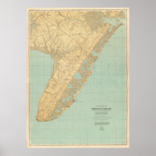 Poster Mapa do vintage de Cape May NJ (1888)