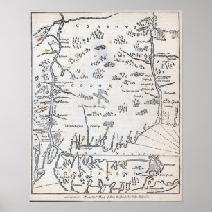 Poster Mapa do vintage de Connecticut