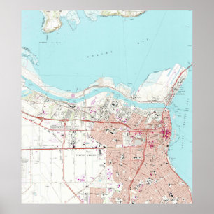 Póster Mapa do vintage de Corpus Christi Texas (1968)