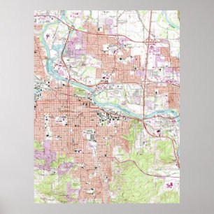 Poster Mapa do vintage de Eugene Oregon (1967)