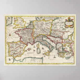 Póster Mapa do vintage de Europa (1657)