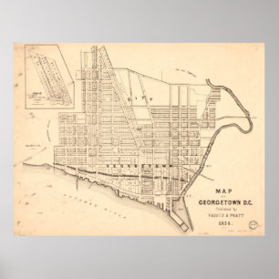 Póster Mapa do vintage de Georgetown (C.C.) de Washington