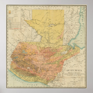 Poster Mapa do vintage de Guatemala (1902)