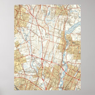 Póster Mapa do vintage de Hackensack NJ (1940)