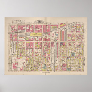 Póster Mapa do vintage de Indianapolis Indiana (1916)