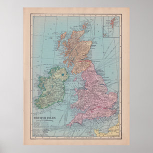 Póster Mapa do vintage de Inglaterra