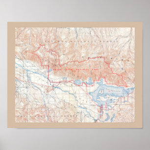 Póster Mapa do vintage de Jackson Hole & de Tetons grande