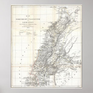 Póster Mapa do vintage de Líbano (1856)