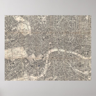 Poster Mapa do vintage de Londres Inglaterra (1899) 2