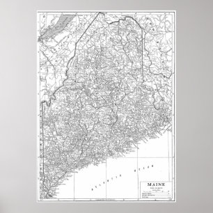 Poster Mapa do vintage de Maine (1911)